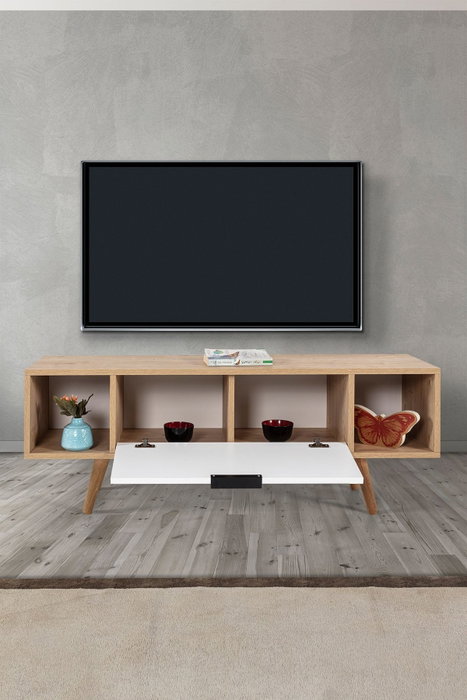Hanah Home Mesir 3328 Soporte para TV Roble Zafiro y Blanco